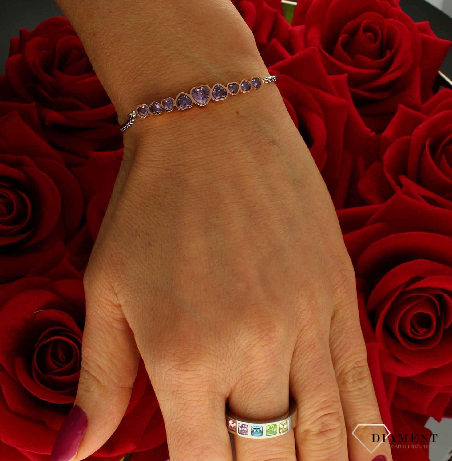 Bransoletka Nomination Fioletowe Serca Milleluci 028011 001.jpg